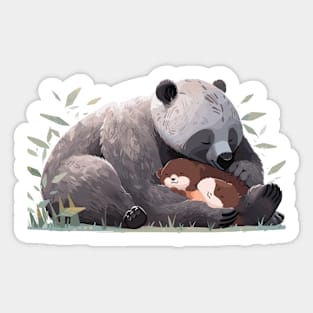 Adorable Grizzly Bear Animal Loving Cuddle Embrace Children Kid Tenderness Sticker